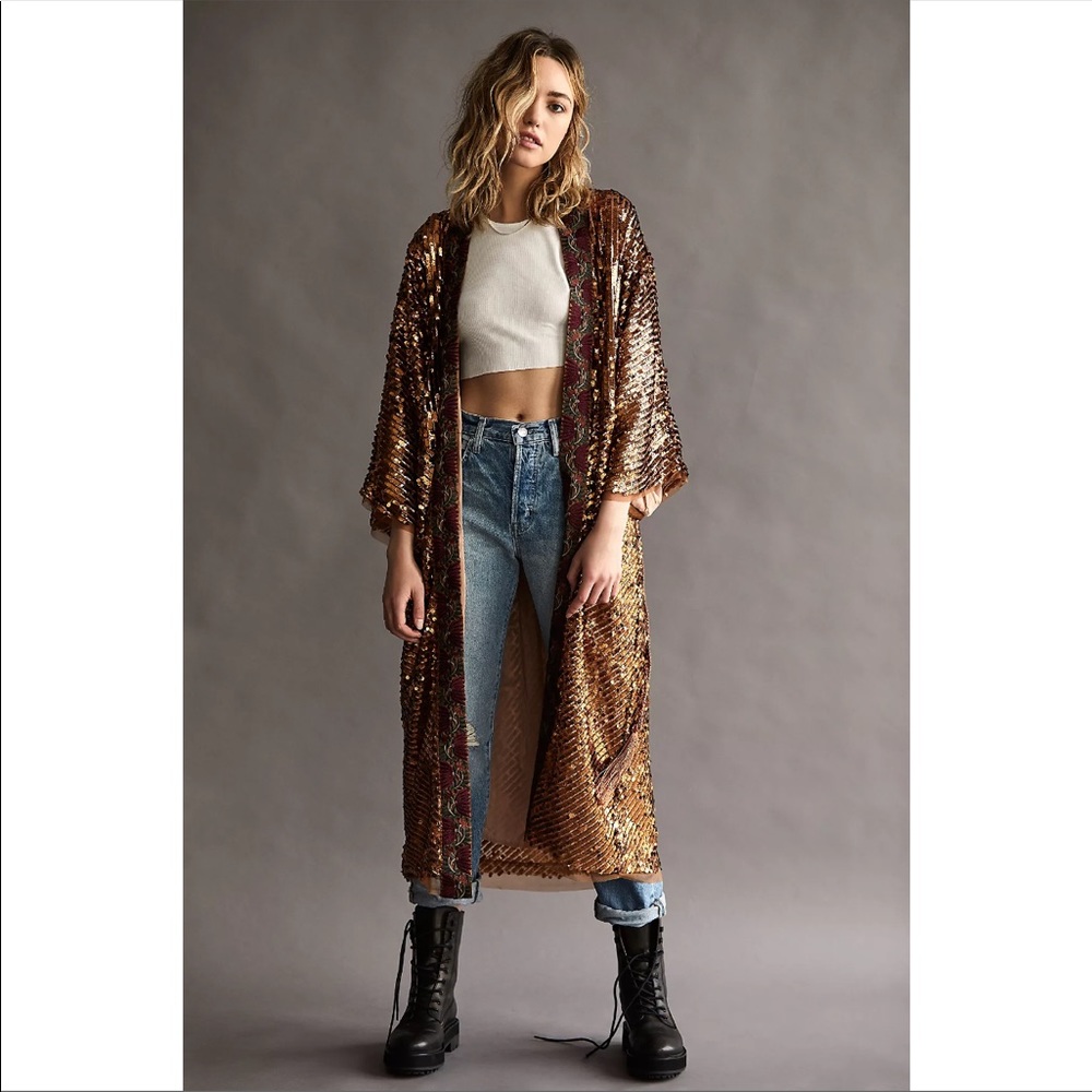 FREE PEOPLE LIGHT IS COMING SEQUIN DUSTER